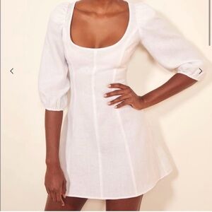 Reformation Ivory Puff Sleeve Mini Dress